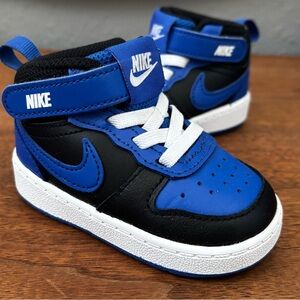 Nike Court Burrough Black and Blue Baby Toddler Size 4C